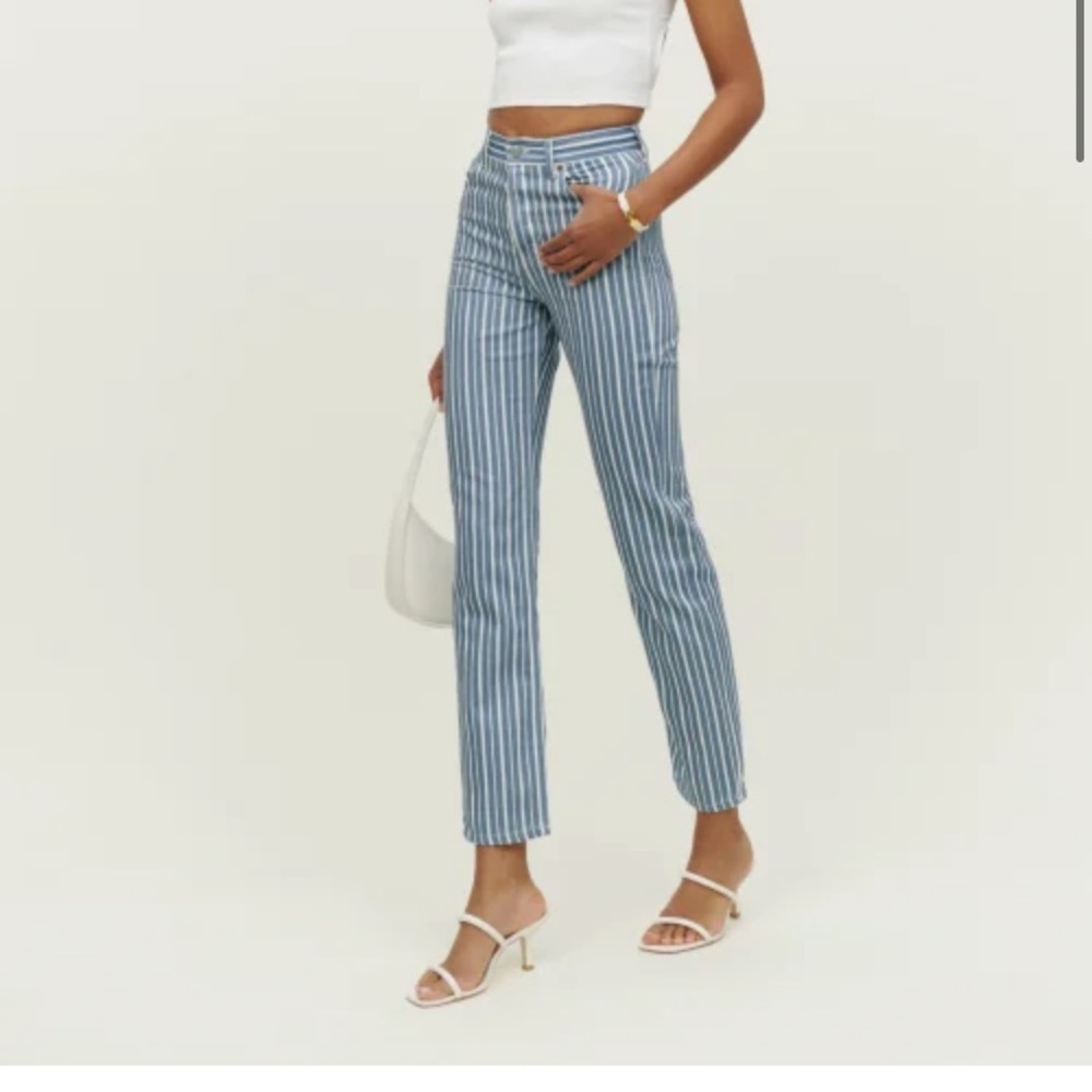 NWOT reformation striped straight leg jeans